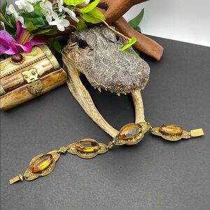 Czechoslovakia signed glass bracelet antique B14 🔥